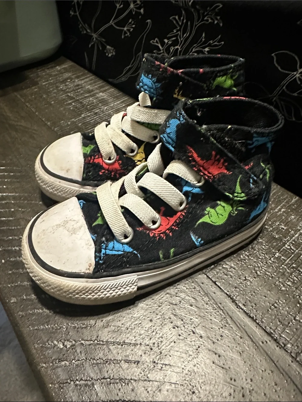 Converse Kids Black High-Top Sneakers with Blue, Red and Green Accents